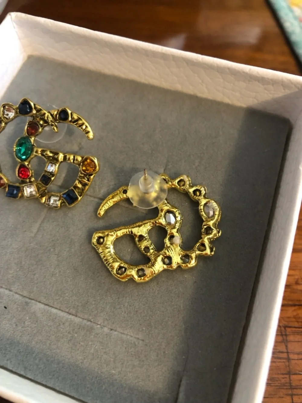 Gold-Tone Stainless Steel Multicolor Crystal Stud Earrings